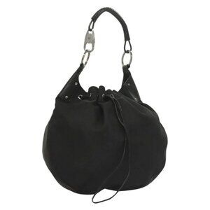 GUCCI Shoulder Bag Canvas Black Silver 109210 Auth 131629